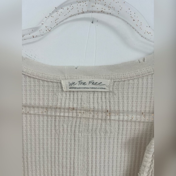 Free People Buttercup Cream Oversized Long Sleeve Thermal Top Size M - Picture 5 of 6